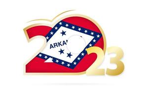 Year 2023 with Arkansas Flag pattern. vector