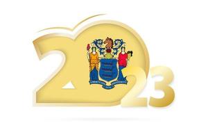 Year 2023 with New Jersey Flag pattern. vector