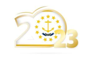 año 2023 con patrón de bandera de rhode island. vector