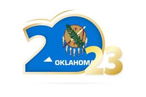 Year 2023 with Oklahoma Flag pattern. vector