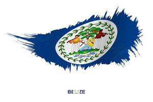 Flag of Belize in grunge style with waving effect. vector