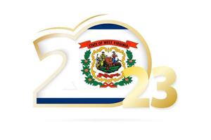 Year 2023 with West Virginia Flag pattern. vector