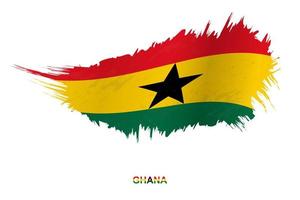 Flag of Ghana in grunge style with waving effect. vector