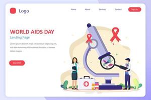 diseño plano moderno del concepto de ilustración del día mundial del sida. plantilla vectorial de estilo plano adecuada para página de inicio web, fondo. vector