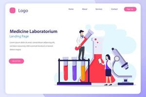 Research laboratory concept. scientists working at medicine laboratorium. Flat vector template.