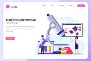 Research laboratory concept. scientists working at medicine laboratorium. Flat vector template.