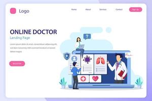 Online doctor vector illustration concept. Online medical consultation and support online