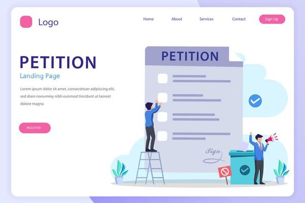 Petition form concept. People signing and spreading petition or complaint. flat vector