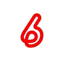 signo de infinito número seis. cíclico 6 letra roja. bucle sin fin natural moderno. diseño corporativo de logo futurista. vector