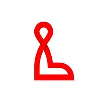 Letter L infinity sign. Cyclic red letter L. Modern natural endless loop. Futuristic logo corporate design. vector