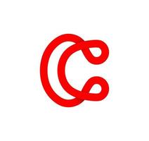 Letter C infinity sign. Cyclic red letter C. Modern natural endless loop. Futuristic logo corporate design. vector