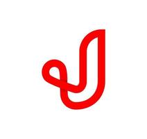 Letter J infinity sign. Cyclic red letter J. Modern natural endless loop. Futuristic logo corporate design. vector