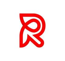 Letter R infinity sign. Cyclic red letter R. Modern natural endless loop. Futuristic logo corporate design. vector