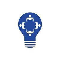 People in light bulb vector design. Corporate business and industrial creative logotype symbol. Brainstorming and teamwork concept.