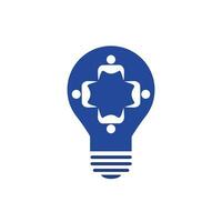 People in light bulb vector design. Corporate business and industrial creative logotype symbol. Brainstorming and teamwork concept.