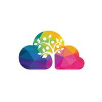 diseño del logotipo del árbol humano y la nube. logotipo del árbol de personas sanas. vector