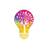 Abstract bulb lamp with tree logo design.  Nature idea innovation symbol. ecology, growth, development concept. vector