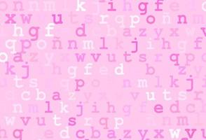 Light pink vector background with signs of alphabet.