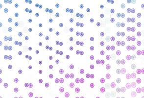 Light Pink, Blue vector template with ice snowflakes.