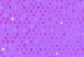 Light pink, blue vector background with signs of alphabet.