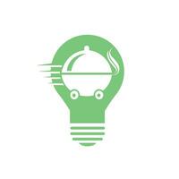 Light Bulb Food delivery logo design. Fast delivery service sign. Online food delivery service. vector