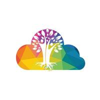 árbol genealógico y diseño de logotipo en forma de nube de raíces. diseño del logotipo del icono del símbolo del árbol genealógico vector