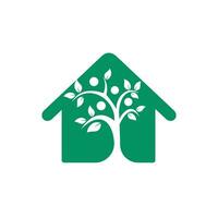 Human Tree and house logo design. Healthy people tree logo. vector