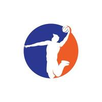 diseño de logotipo de vector de deporte de baloncesto. vector de diseño de slam dunk de jugador de baloncesto.