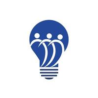 People in light bulb vector design. Corporate business and industrial creative logotype symbol. Brainstorming and teamwork concept.