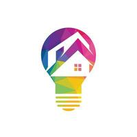 Smart house logo design. Light bulb with house logo. Concept for smart intellectual house. vector