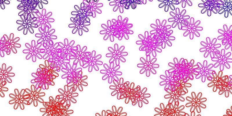 Light Purple, Pink vector doodle pattern with flowers.