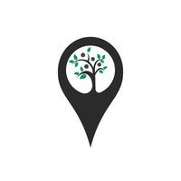 gps y diseño de logotipo de vector de árbol de personas. icono de GPS. logotipo vectorial de navegación. icono de vector de navegación.