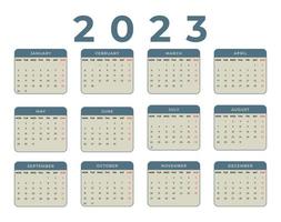 Monthly desk calendar template for 2023 year. Week starts on Monday vector