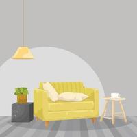 ilustración de sala de estar en diseño plano vector