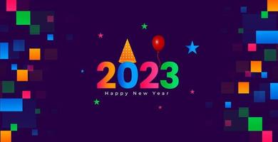 Happy New Year 2023 colorful blue Background Template. vector