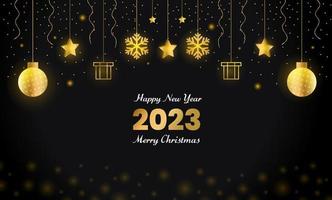 Happy New Year 2023 and merry Christmas Background Template. vector