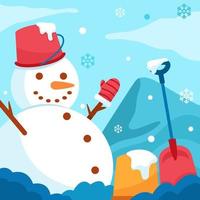 Standing Snowman In The Field vector
