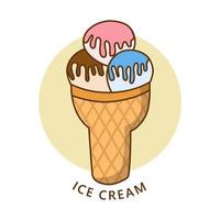 logotipo de helado. ilustración de comida y bebida. símbolo de icono de sabor a vainilla y fresa de postre dulce vector