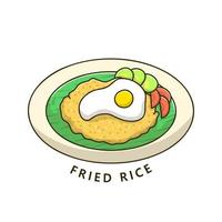 logo de comida de arroz frito. ilustración de comida y bebida. símbolo de icono de plato de desayuno asiático vector