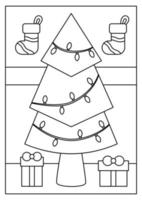 printable christmas coloring page for kids activity vector