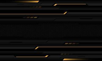 Abstract metallic yellow line black cyber geometric black hexagon mesh banner blank space design ultramodern luxury futuristic technology background vector