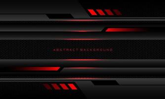Abstract metallic red line black cyber geometric banner on black hexagon mesh pattern design ultramodern luxury futuristic technology background vector