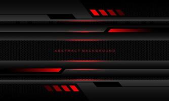 Abstract metallic red line black cyber geometric banner on black hexagon mesh pattern design ultramodern luxury futuristic technology background vector