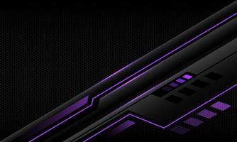 Abstract metallic purple line black cyber dynamic geometric banner on black hexagon mesh pattern blank space design ultramodern luxury futuristic technology background vector