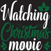 Watching Christmas movie vector