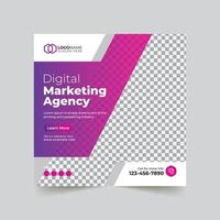 Corporate and digital marketing agency social media post template vector