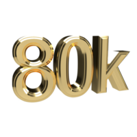 80 thousand gold number. 3d render png