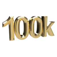 100 thousand gold number. 3d render png