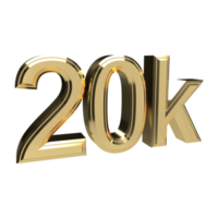 20.000 Goldnummer. 3D-Rendering png