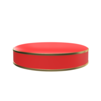 modernes rotes und goldenes rundes podium. 3D-Rendering png